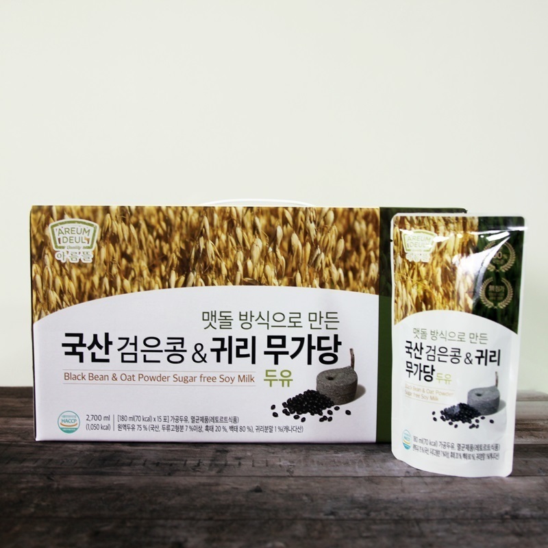 [아름뜰] 국산 검은콩& 귀리 무가당 두유 45팩  (착향료 소포제 유화제 안정제 無첨가)